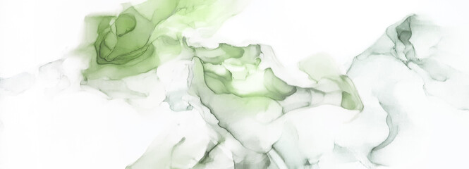 Modern creative watercolor background for trendy design. Colorful modern design art in green tones.