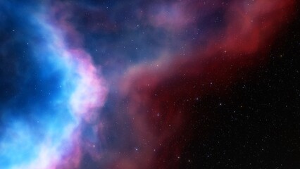 nebula gas cloud in deep outer space, science fiction illustrarion, colorful space background with stars 3d render	
