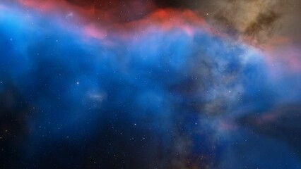 nebula gas cloud in deep outer space, science fiction illustrarion, colorful space background with stars 3d render	
