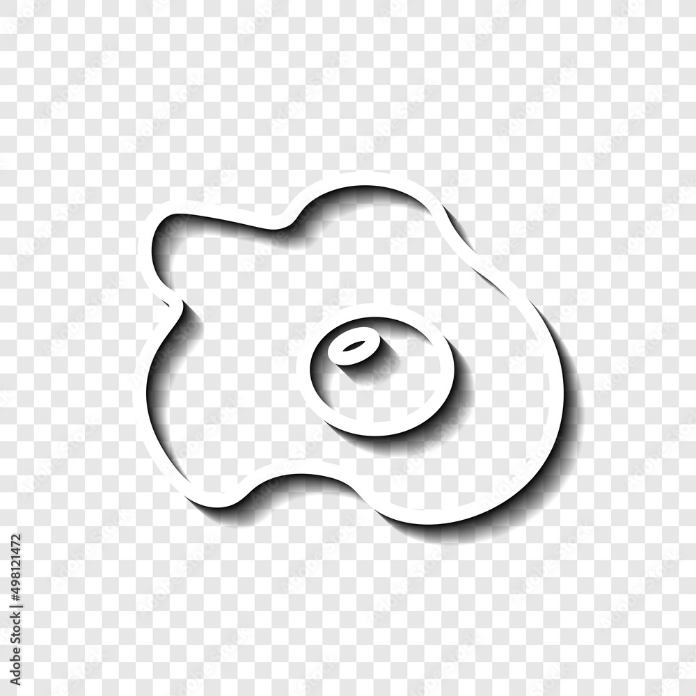 Poster egg fried simple icon. flat desing. white with shadow on transparent grid.ai