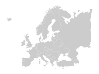 Map of Europe with countries and borders.