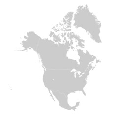 Map of North America with countries and borders.