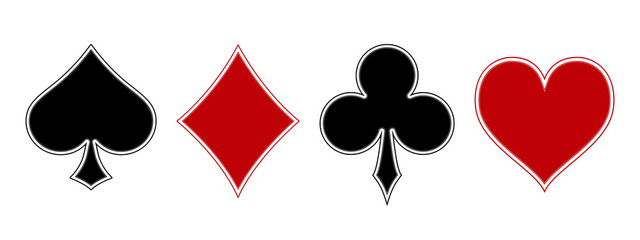 Ancient suit deck of playing cards on white background. Poker and Casino. - obrazy, fototapety, plakaty