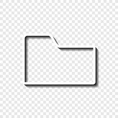 Documents folder simple icon. Flat desing. White with shadow on transparent grid.ai