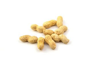 Pile of peanuts on white background