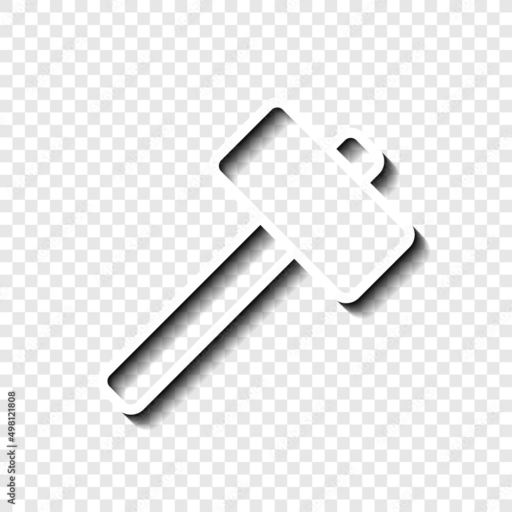 Poster hammer simple icon vector. flat desing. white with shadow on transparent grid.ai