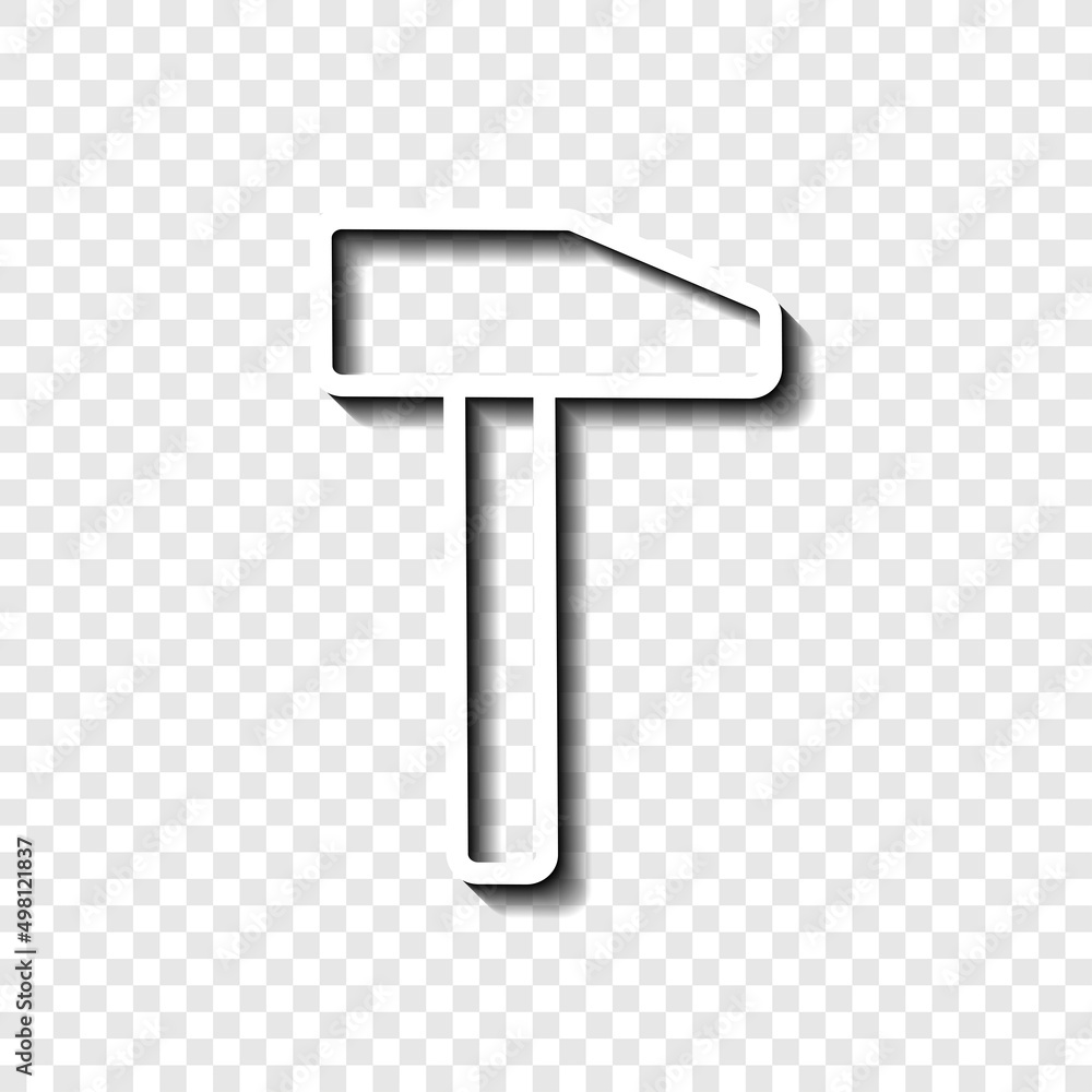 Poster hammer simple icon, vector. flat desing. white with shadow on transparent grid.ai