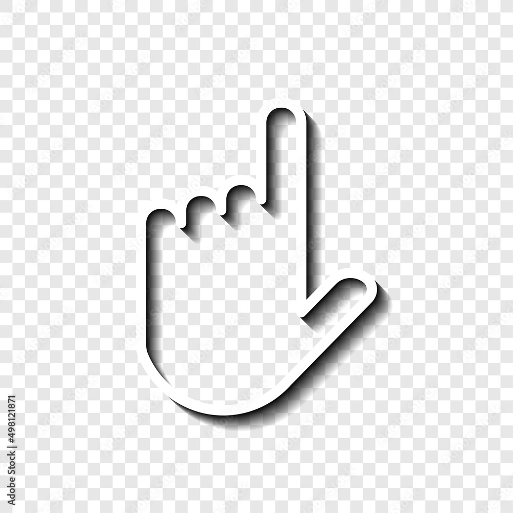 Aufkleber hand vector simple icon. flat desing. white with shadow on transparent grid.ai