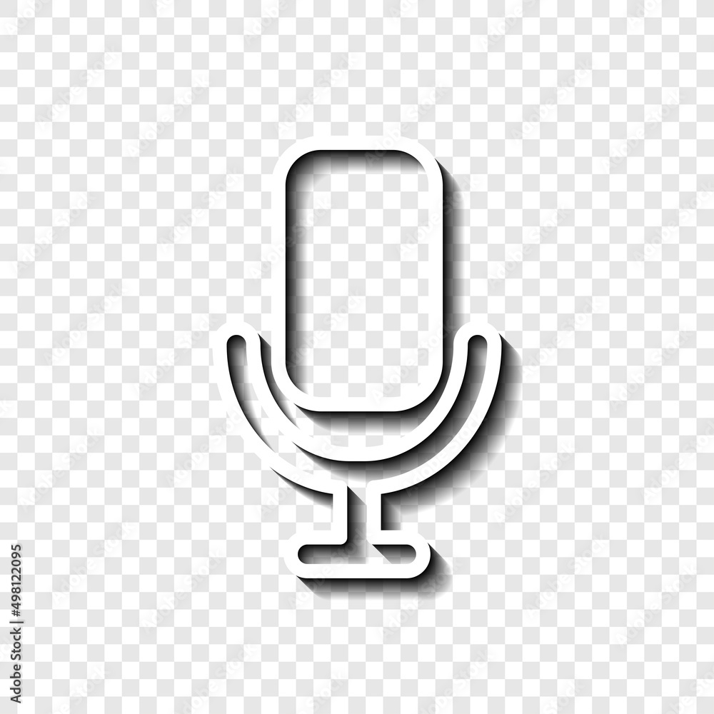 Poster microphone simple icon vector. flat desing. white with shadow on transparent grid.ai