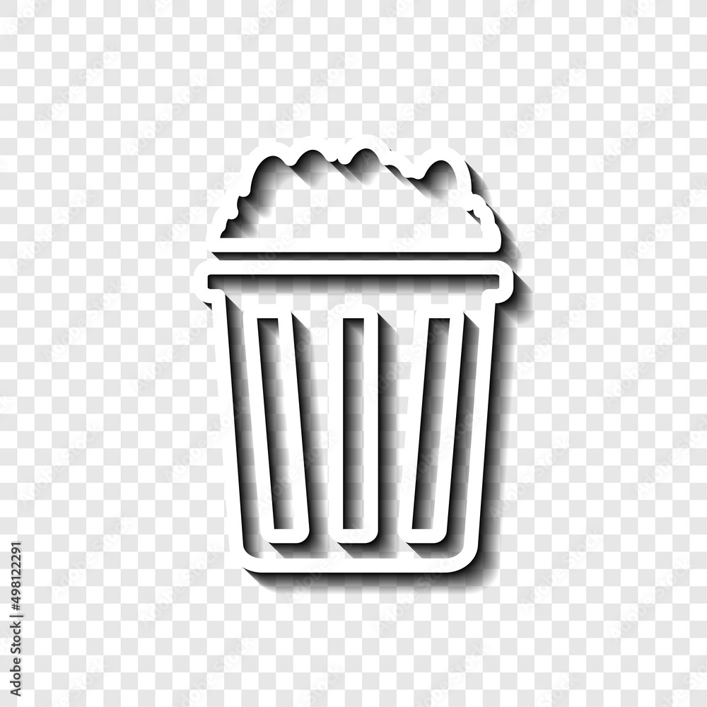 Poster popcorn simple icon vector. flat desing. white with shadow on transparent grid.ai