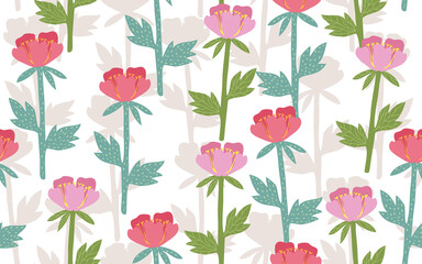 Seamless pattern in modern floral style. Modern design for paper, cover, fabric, interior decor and other users.