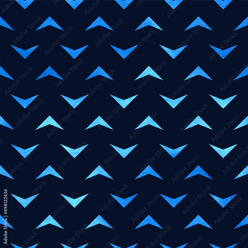 Aufkleber watercolor seamless pattern with geometric elements. repeated blue geo background with marble effect
