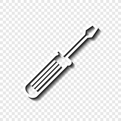 Screwdriver simple icon vector. Flat desing. White with shadow on transparent grid.ai