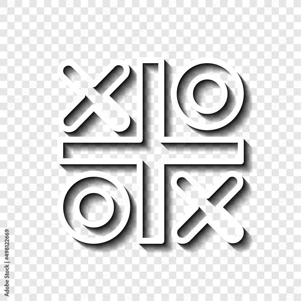 Poster tic tac toe simple icon vector. flat desing. white with shadow on transparent grid.ai