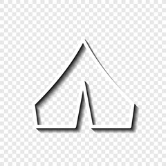 Tent simple icon vector. Flat desing. White with shadow on transparent grid.ai