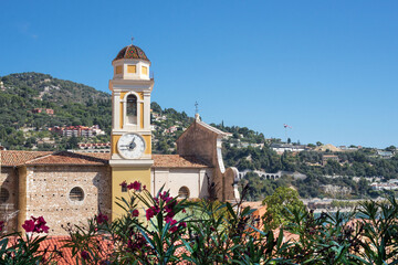 Church Saint-Michel in the old town of Villefranche-sur-Mer in the Italian Baroque style. Beautiful...