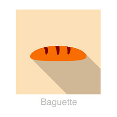 Baguette Bread flat icon design vector illustration