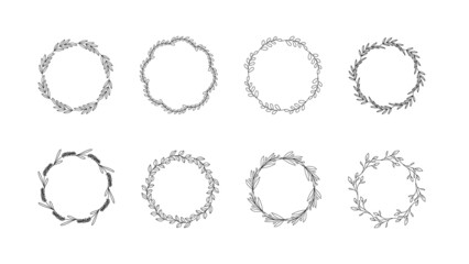 Set wreath green leaf frame , Flat Modern design , illustration Vector EPS 10