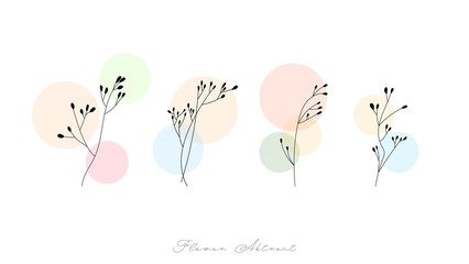 Flower Floral line hand drawn tribal  and calligraphic deco border vector set isolated on white background. Vector Illustration EPS 10