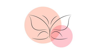 Minimalistic hand drawn butterfly line  isolated on white background ,Vector illustration EPS 10