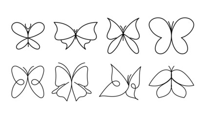 Butterfly shape, hand drawn, beautiful lines isolated on white background ,Vector illustration EPS 10