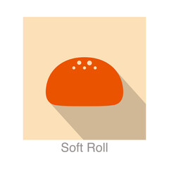 Soft Roll Bread flat icon design vector illustration