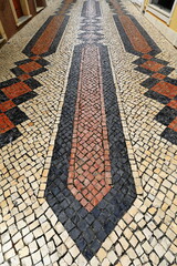 Portuguese pavement or Calçada Portuguesa-pedestrian Infante de Sagres street. Lagos-Portugal-206
