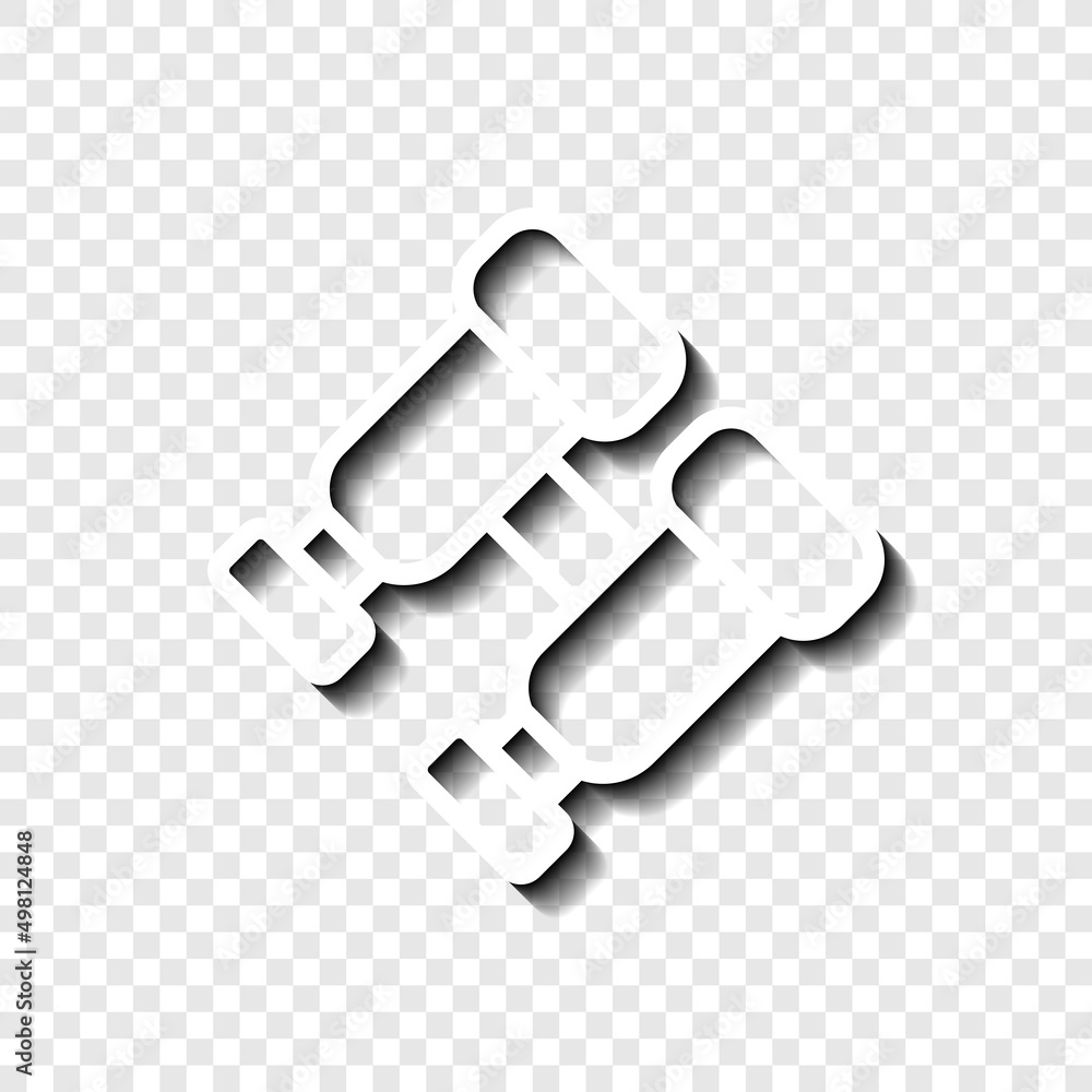 Poster binoculars simple icon. flat desing. white with shadow on transparent grid.ai