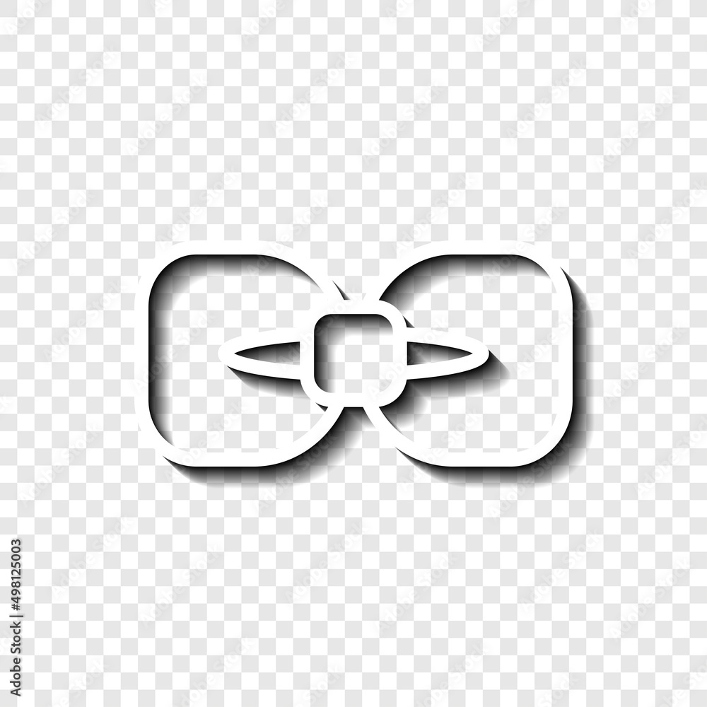 Poster bow simple icon. flat desing. white with shadow on transparent grid.ai
