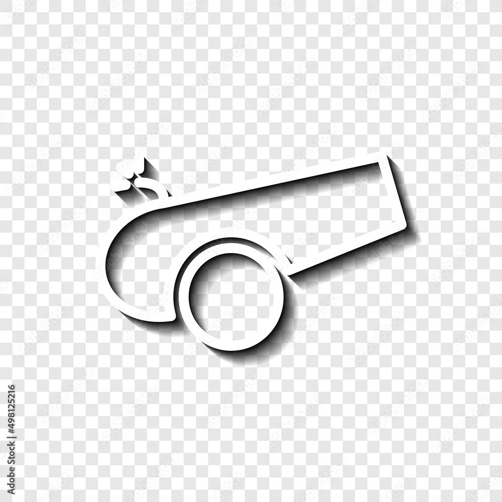 Poster cannon simple icon. flat desing. white with shadow on transparent grid.ai