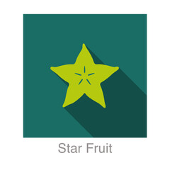 Star fruit flat icon, vector illustration