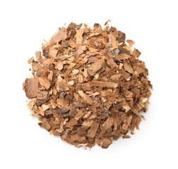 Top view of pine bark mulch chips