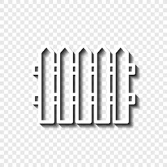 Fence simple icon. Flat desing. White with shadow on transparent grid.ai