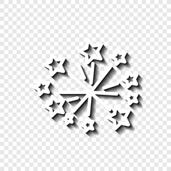 Fireworks simple icon vector. Flat desing. White with shadow on transparent grid.ai