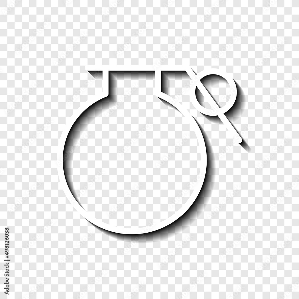 Poster grenade simple icon. flat desing. white with shadow on transparent grid.ai