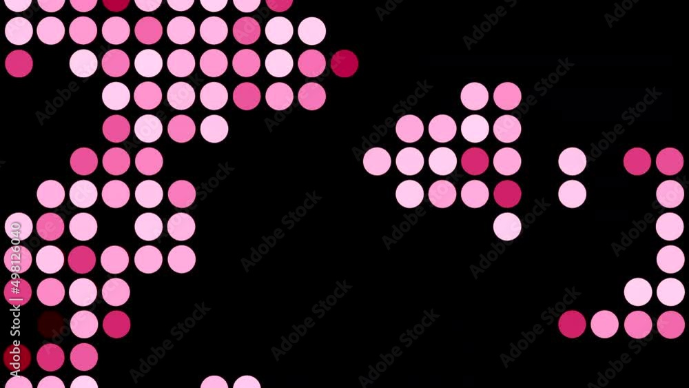 Poster dark background.design.pink and yellow balls in abstraction running and flashing on the footage.
