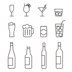 Beer and wine drink icon set vector illustration
