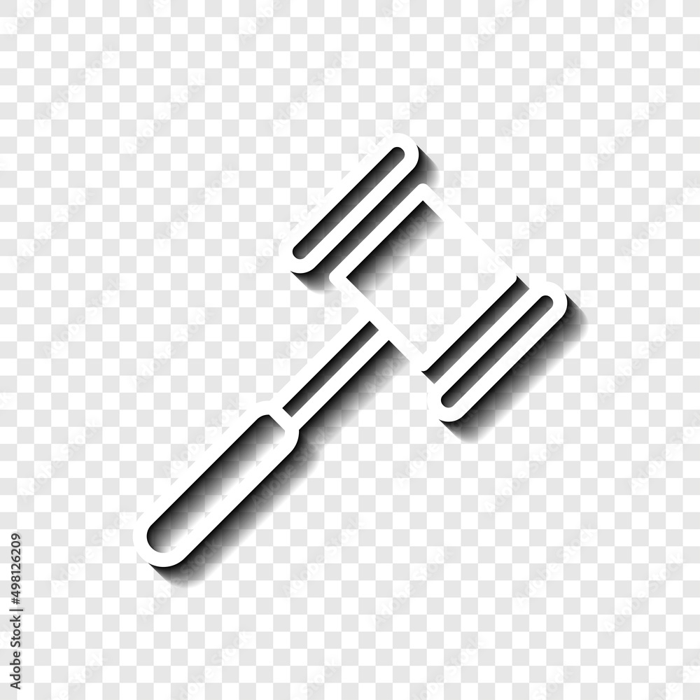 Poster hammer simple icon. flat desing. white with shadow on transparent grid.ai