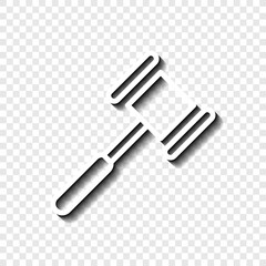 Hammer simple icon. Flat desing. White with shadow on transparent grid.ai