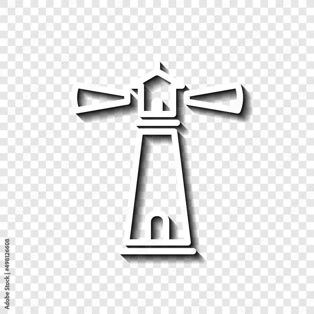 Poster lighthouse simple icon. flat desing. white with shadow on transparent grid.ai