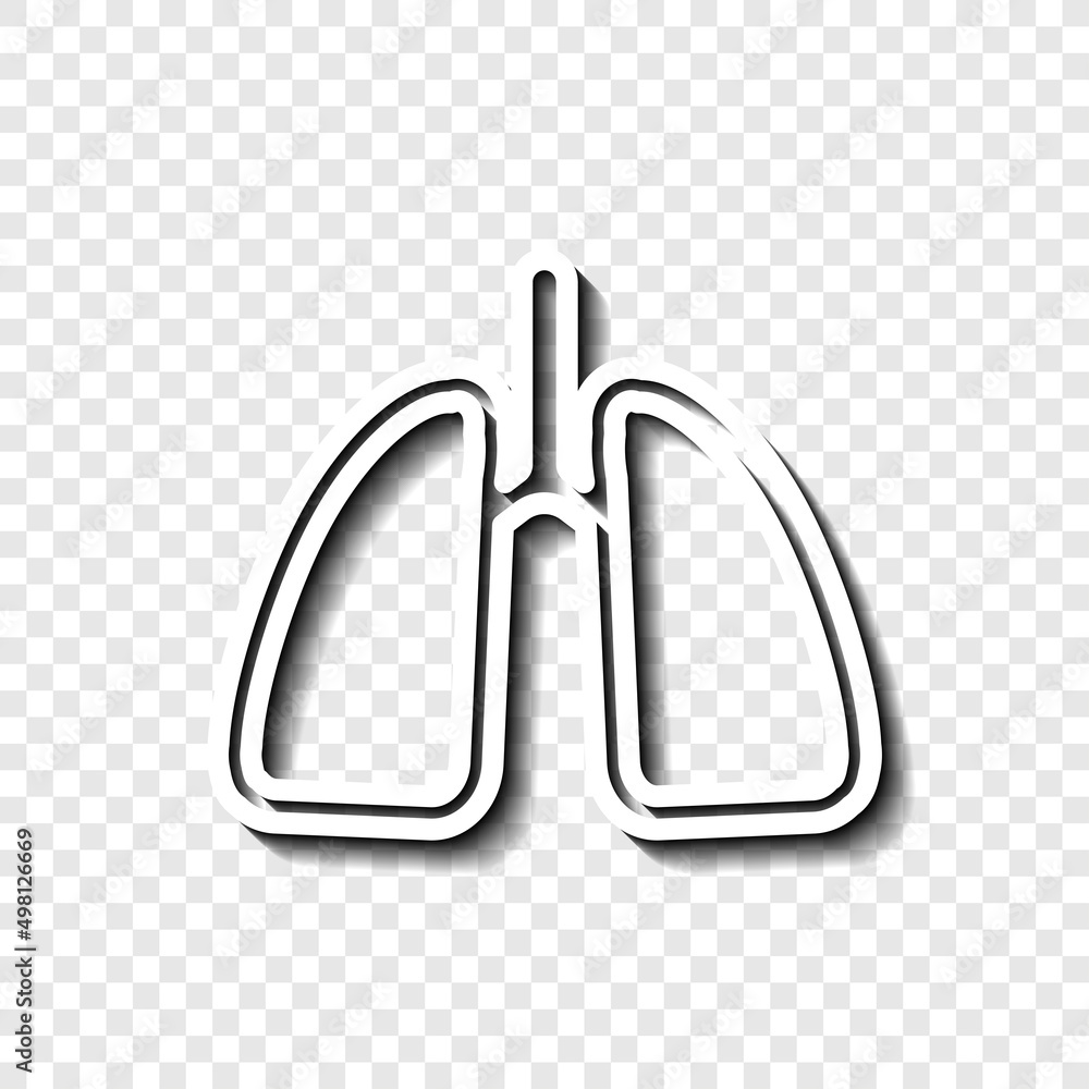 Poster lungs simple icon. flat desing. white with shadow on transparent grid.ai