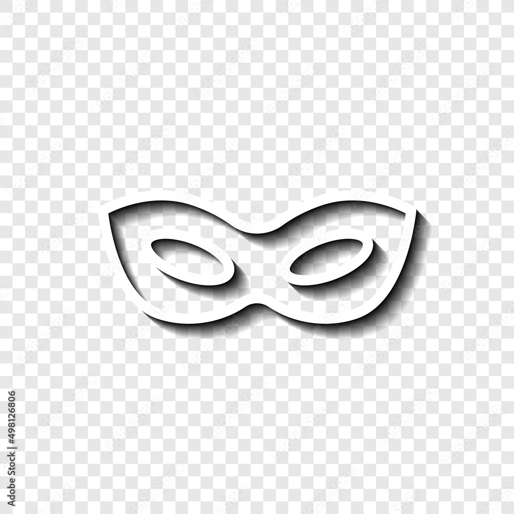 Poster mask simple icon. flat desing. white with shadow on transparent grid.ai