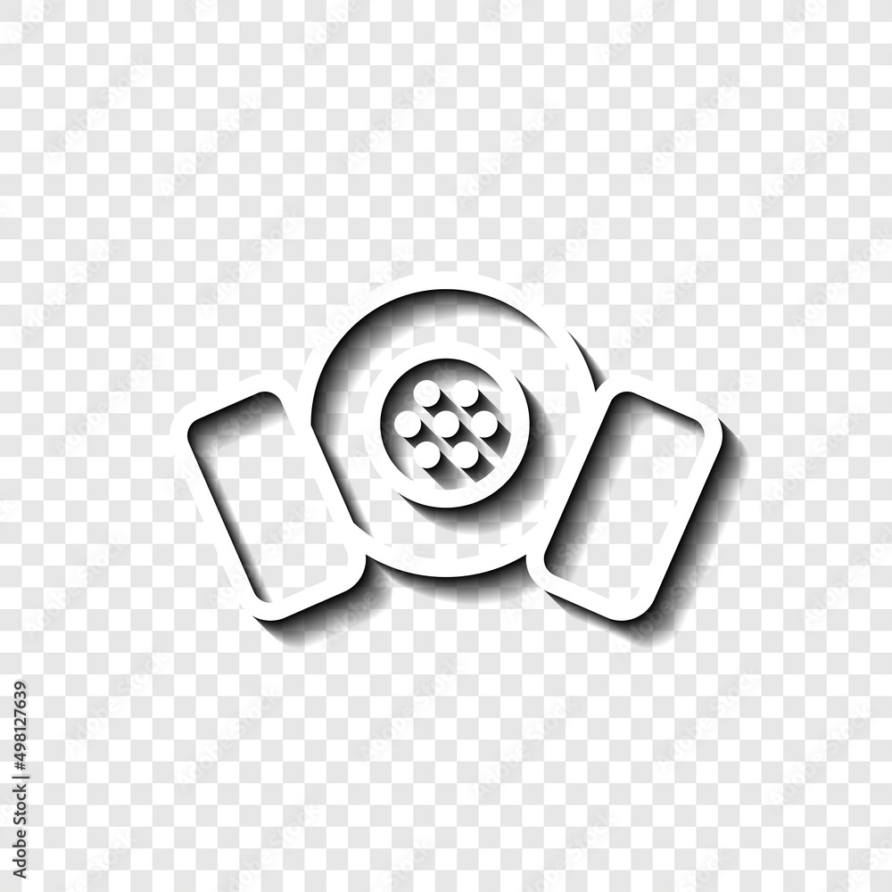 Poster respirator simple icon. flat desing. white with shadow on transparent grid.ai