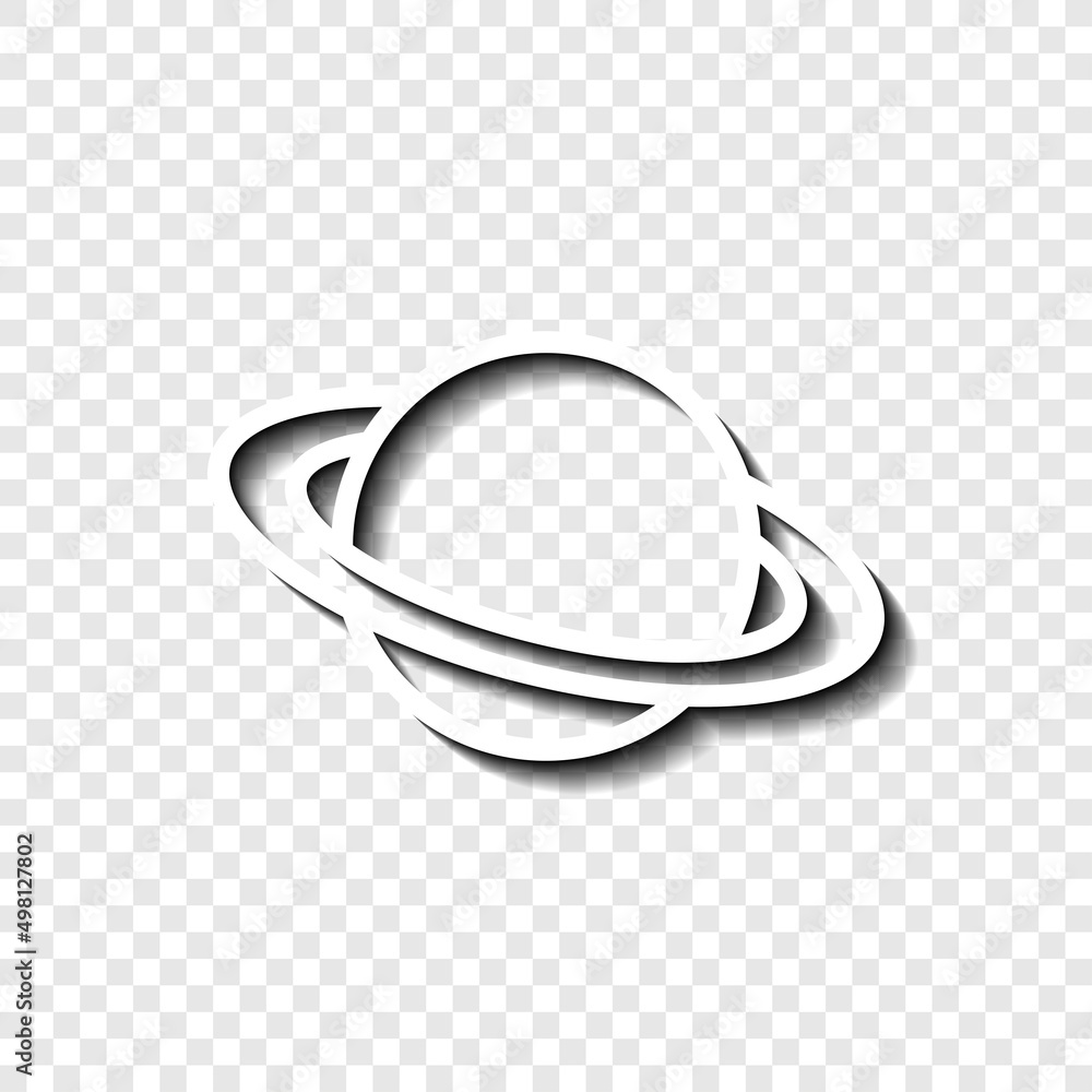 Poster saturn simple icon. flat desing. white with shadow on transparent grid.ai