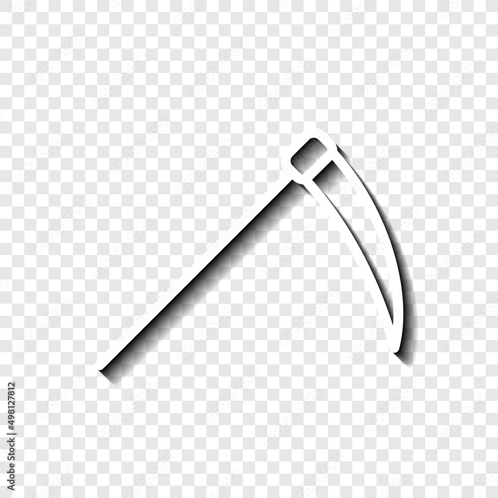 Poster scythe simple icon. flat desing. white with shadow on transparent grid.ai