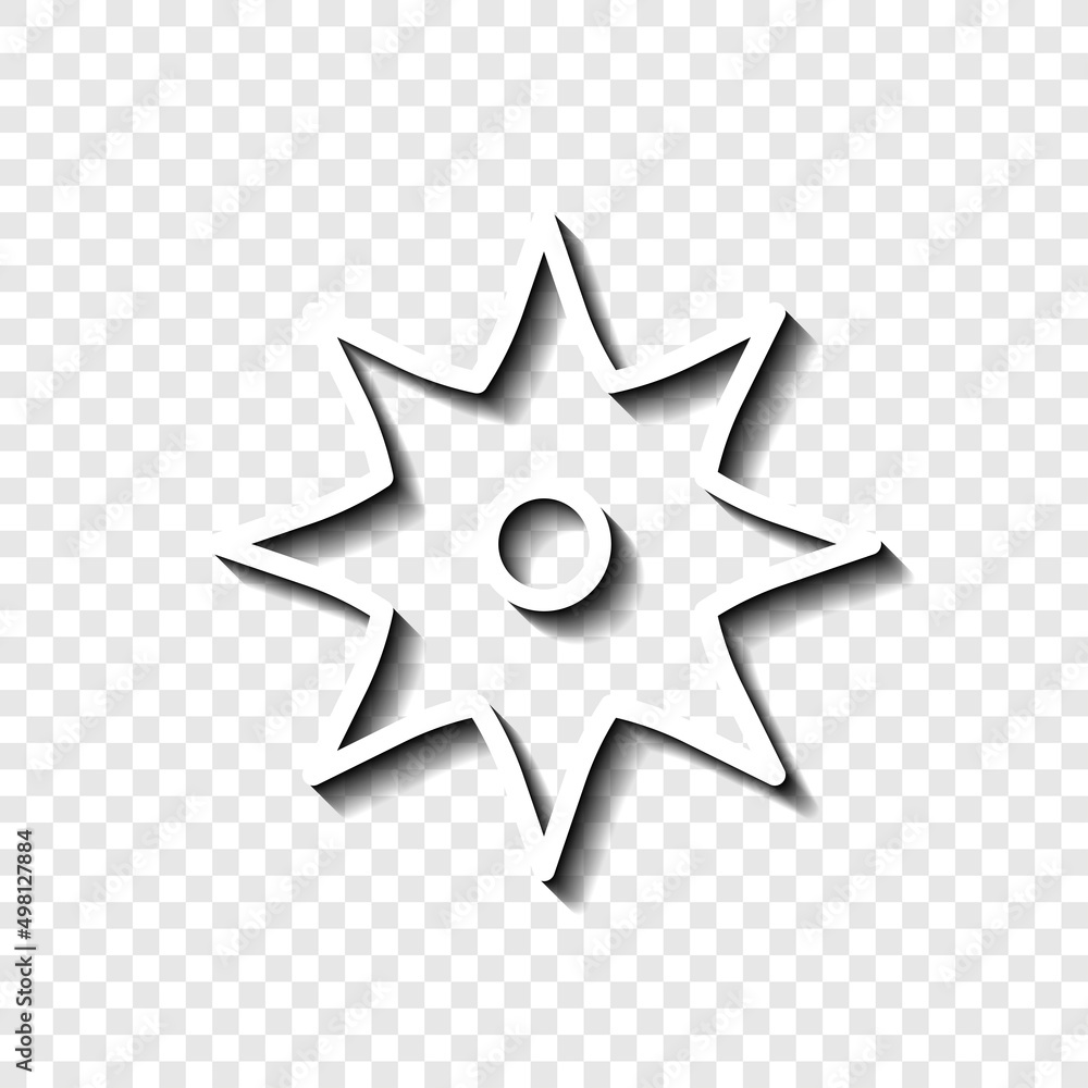 Poster shuriken simple icon. flat desing. white with shadow on transparent grid.ai