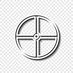 Sheild simple icon. Flat desing. White with shadow on transparent grid.ai