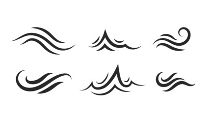 Set of water waves elements. Vector Sea icon. Liquid wavy sign.