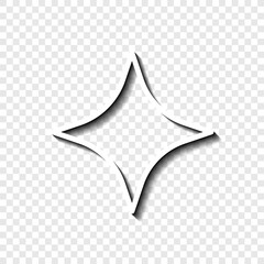 Shine simple icon. Flat desing. White with shadow on transparent grid.ai