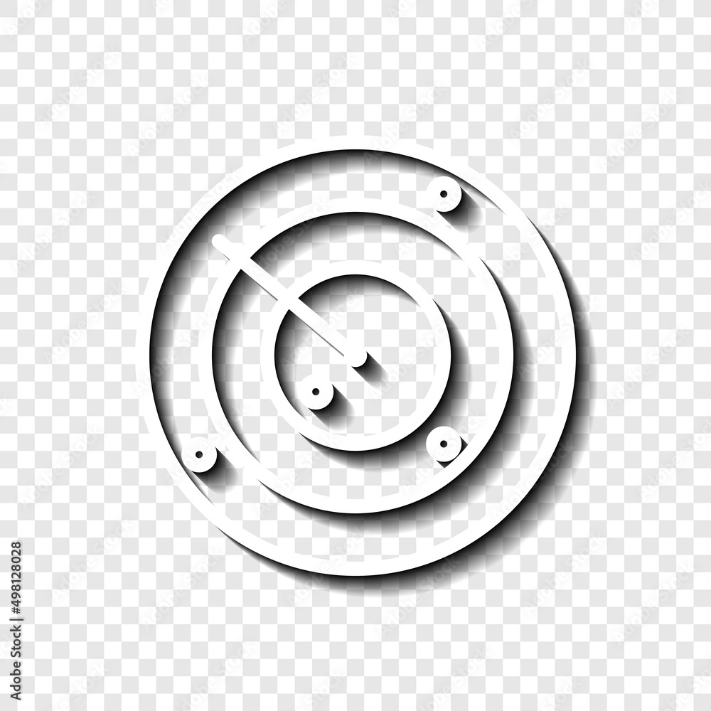 Poster sonar, radar simple icon. flat desing. white with shadow on transparent grid.ai